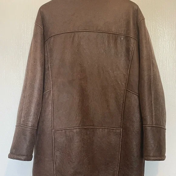 Men's Brown 100% Sheepskin Shearling Coat - Vintage Oscar Leopold - Picture 3 of 11